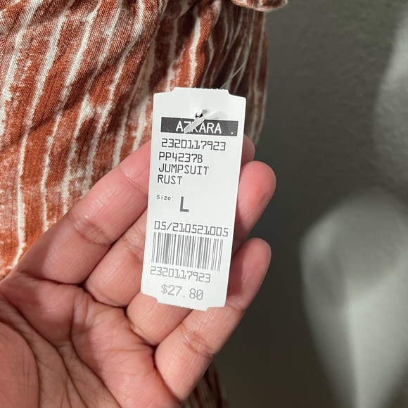 OFF SHOULDER RUST JUMPSUIT - Picture 3 of 5